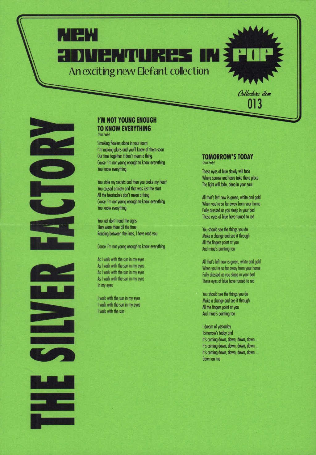 Silver Factory - Sun Shines Over You - 7 Inch