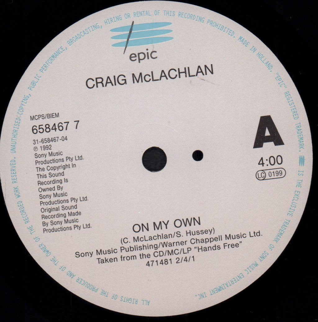 Craig Mclachlan - On My Own - 7 Inch