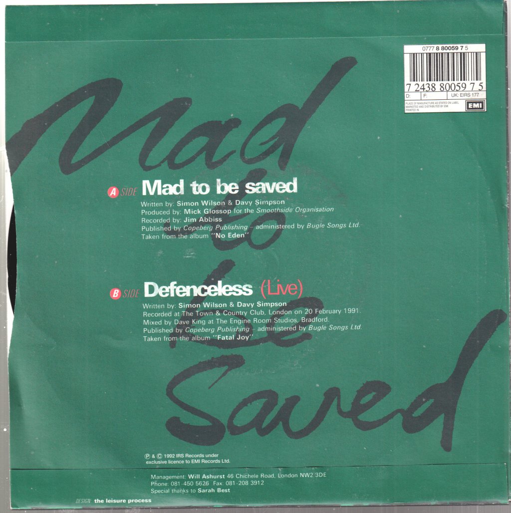 29 Palms - Mad To Be Saved - 7 Inch