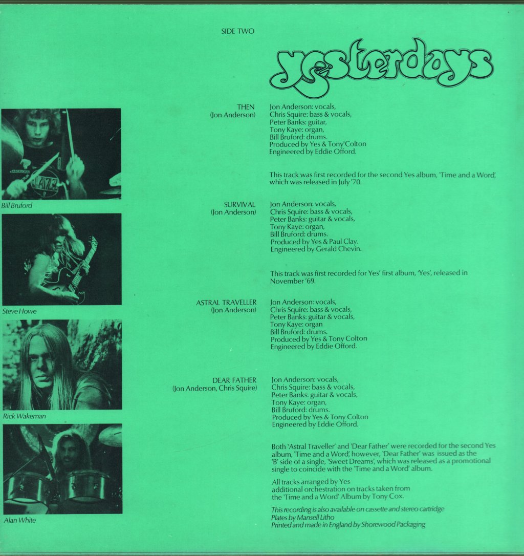 Yes - Yesterdays - Lp