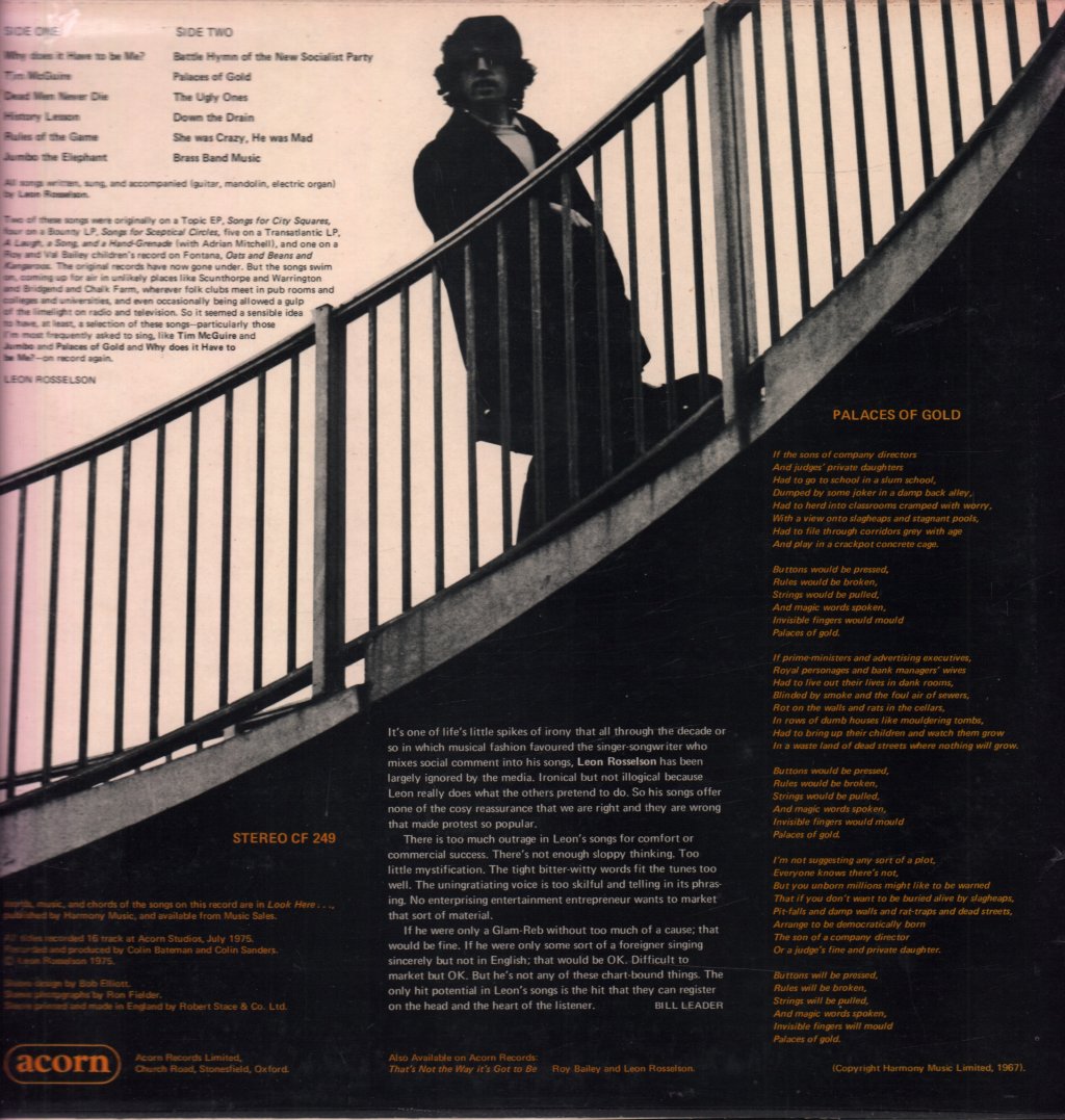 Leon Rosselson - Palaces Of Gold - Lp
