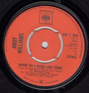 Andy Williams - Where Do I Begin Love Story - 7 Inch