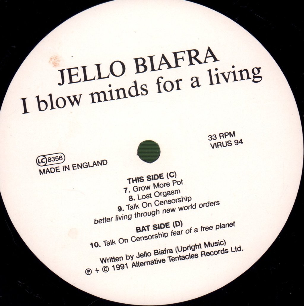 Jello Biafra - I Blow Minds For A Living - Double Lp