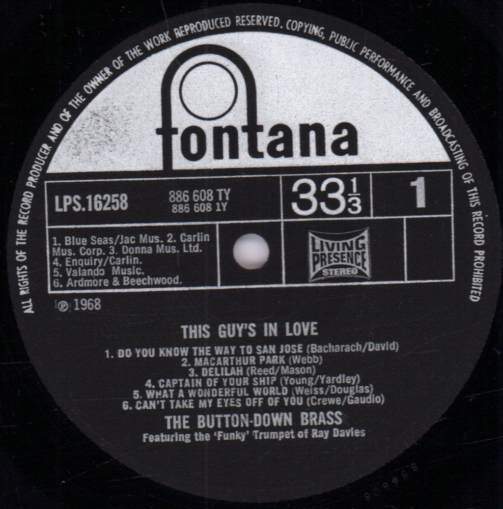 Button Down Brass - This Guy's In Love - Lp