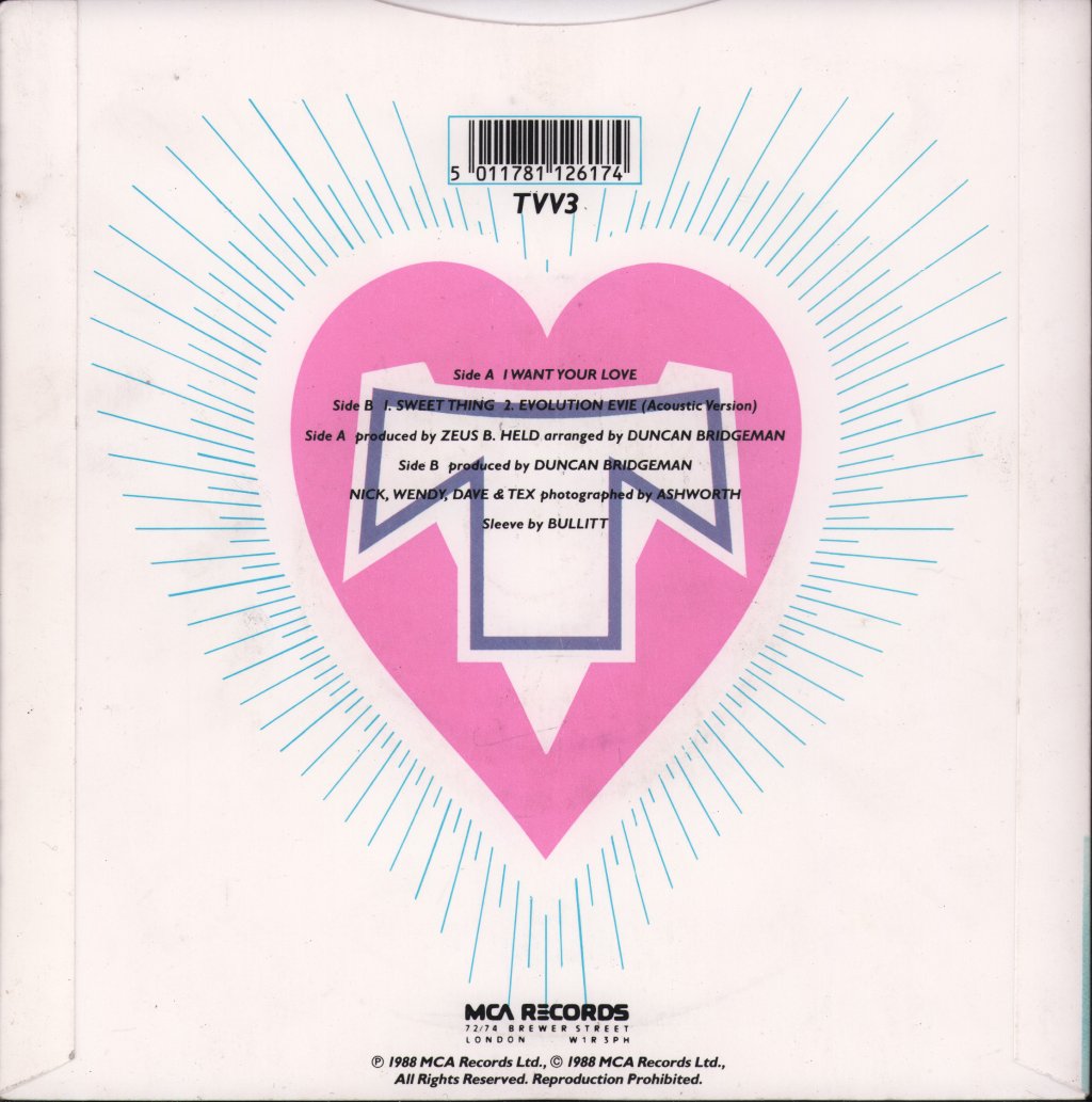 Transvision Vamp - I Want Your Love - 7 Inch