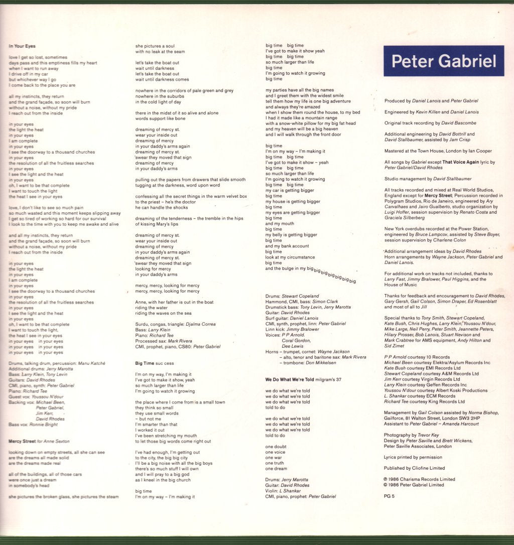 Peter Gabriel - So - Lp