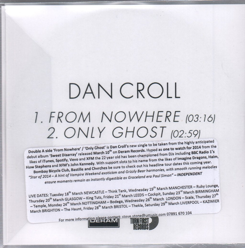Dan Croll - From Nowhere - Cdr