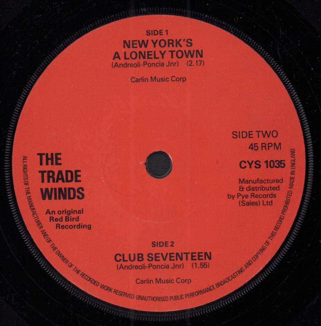 Trade Winds - New York's A Lonely Town - 7 Inch