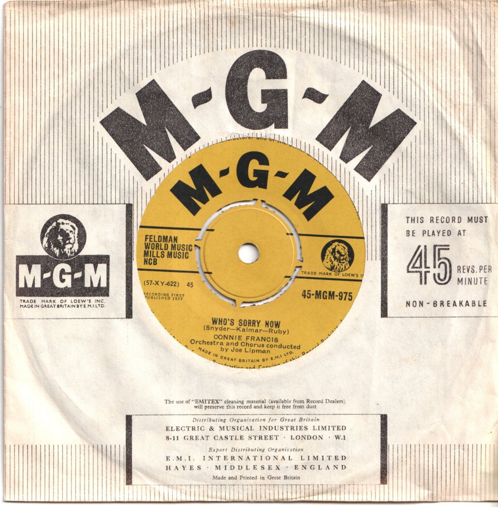 Connie Francis - Who's Sorry Now - 7 Inch