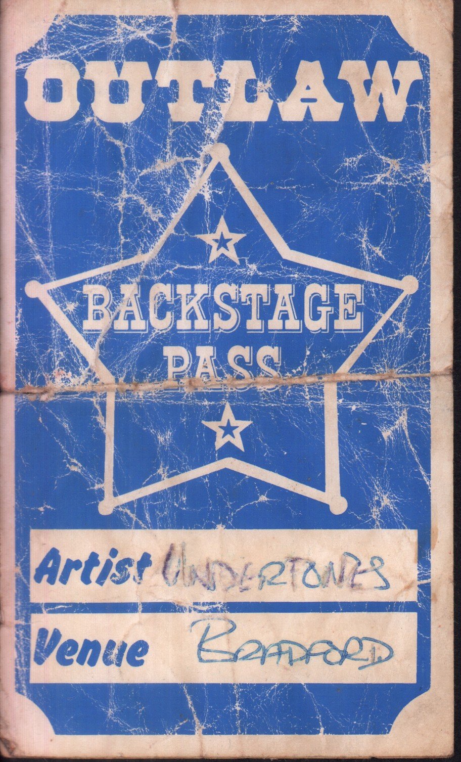Undertones - bradford outlaw backstage pass - Pass
