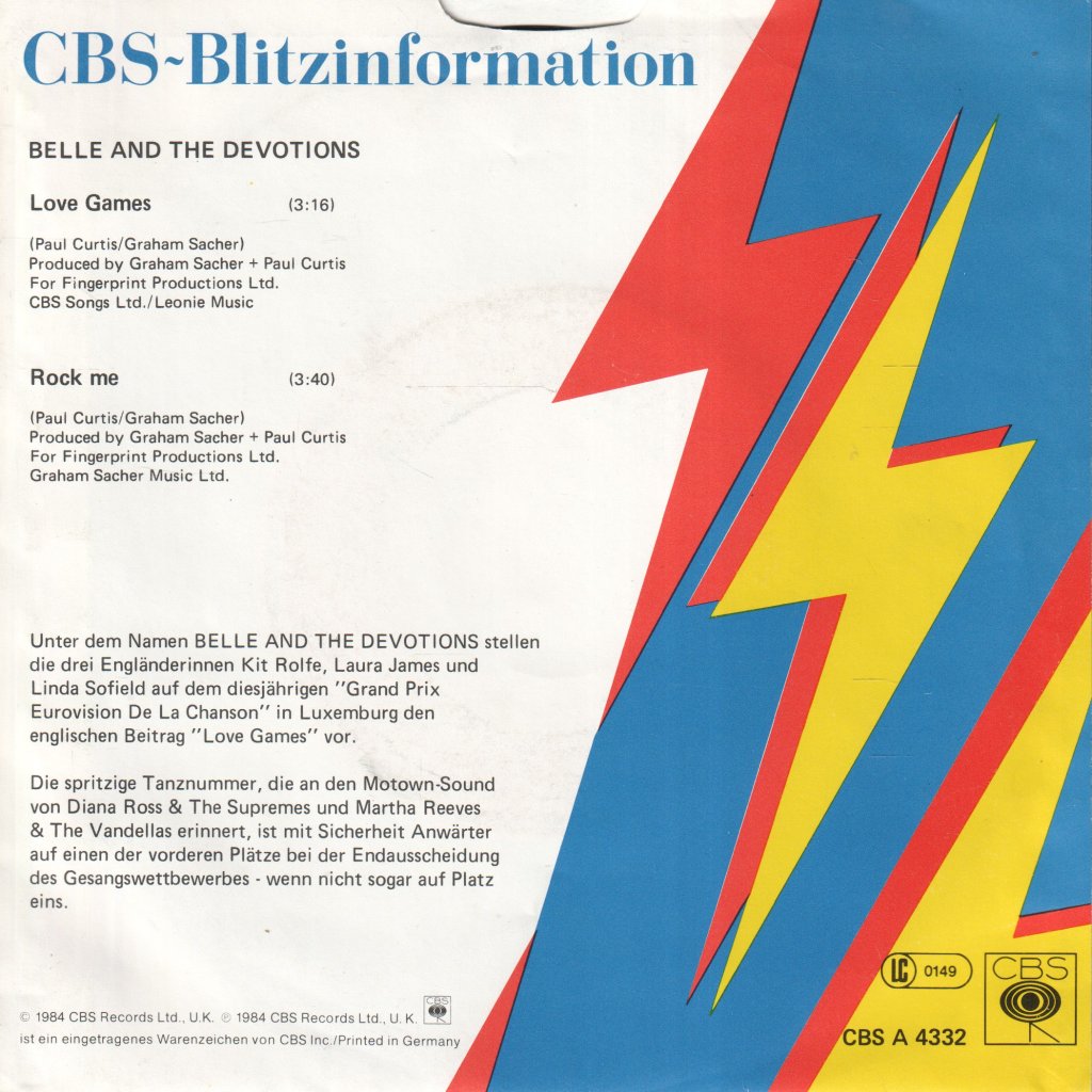 Belle And The Devotions (Eurovision) - Love Games - 7 Inch