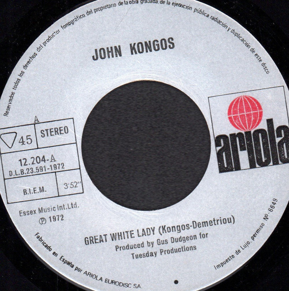 John Kongos - Great White Lady - 7 Inch