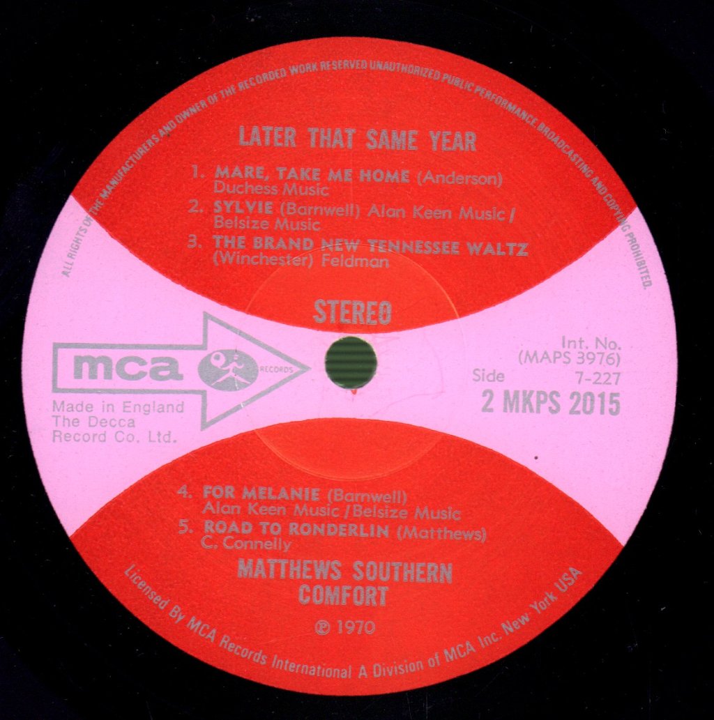 Matthews Southern Comfort - Later That Same Year - Lp