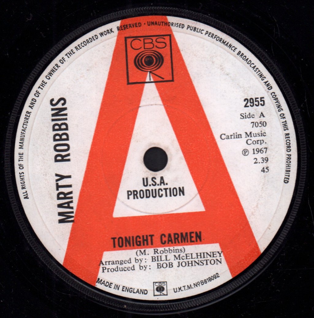 Marty Robbins - Tonight Carmen - 7 Inch