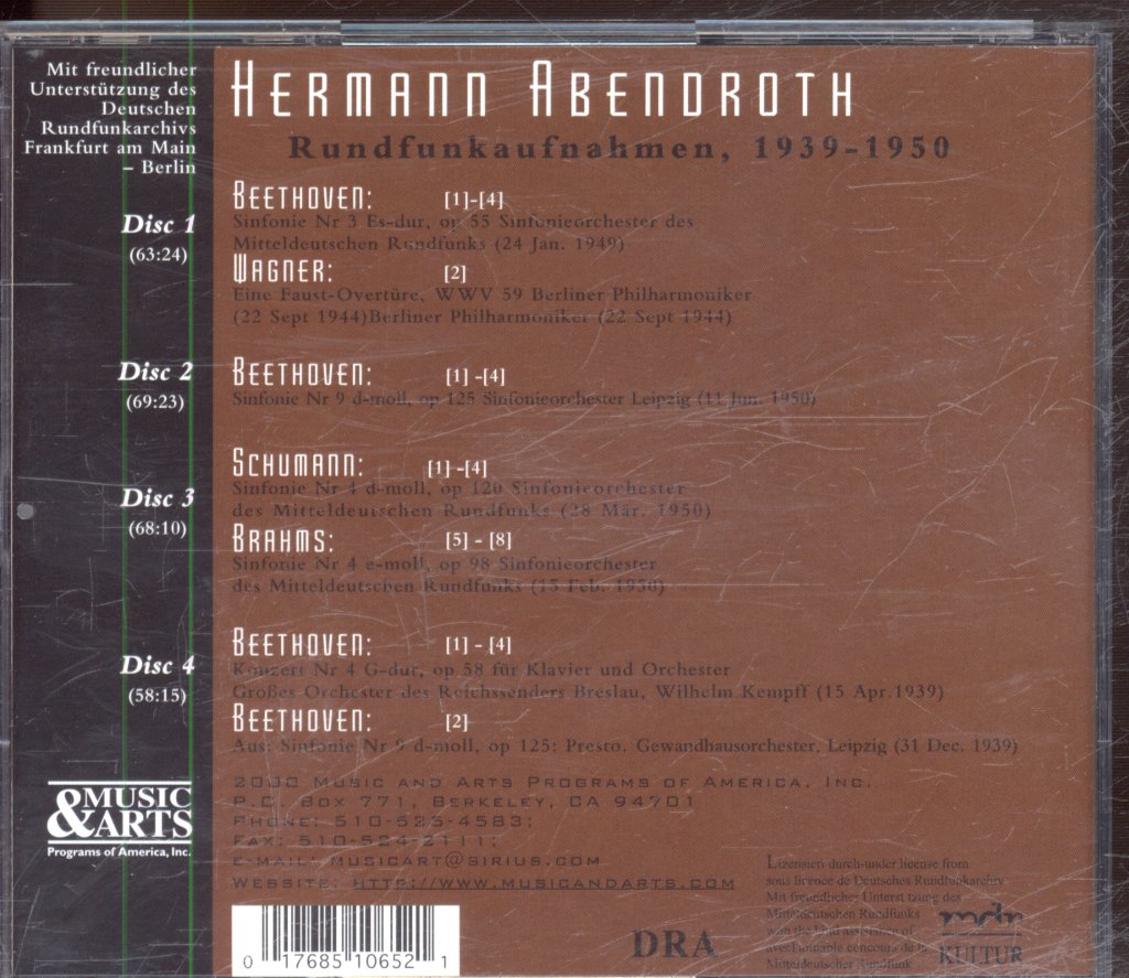 Hermann Abendroth - Unissued Broadcast Performances 1939 - 1950 - Cd Set