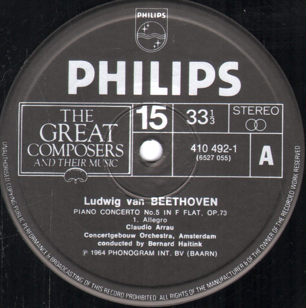 Claudio Arrau / Bernard Haitink / Concertgebouw Orch. - Beethoven - Piano Concerto No.5 In E Flat Emperor - Lp