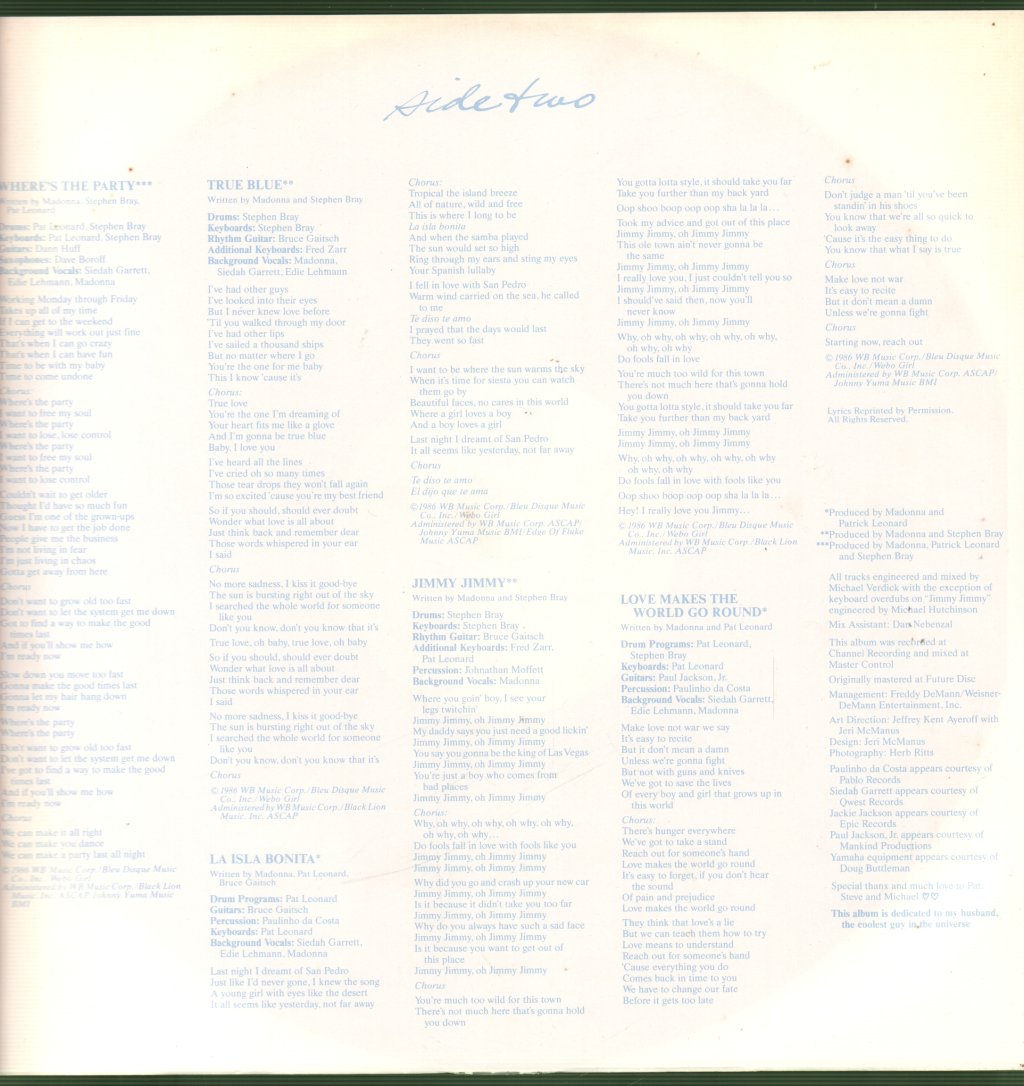 Madonna - True Blue - Lp