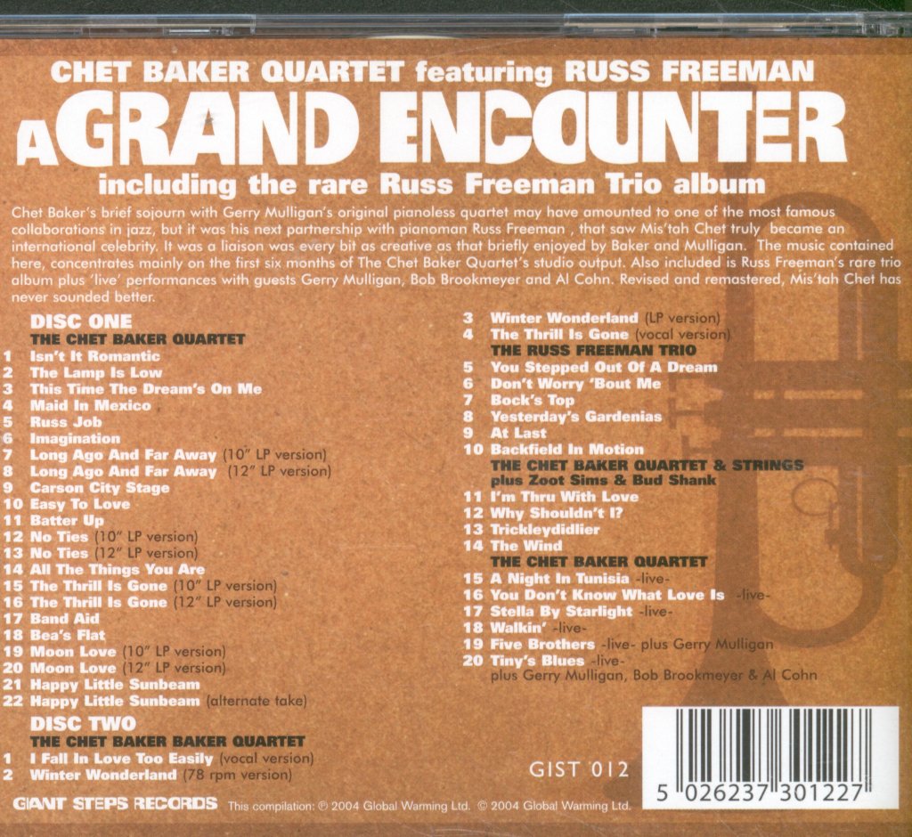 Chet Baker And Russ Freeman - A Grand Encounter - Double Cd