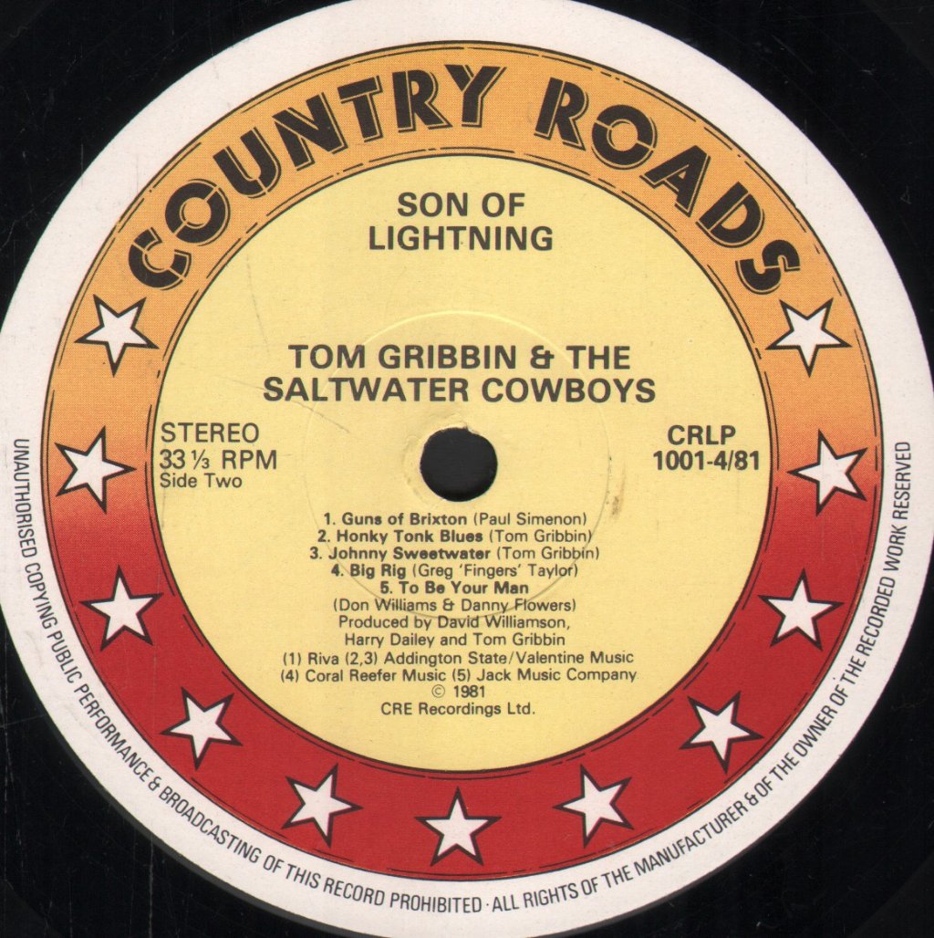 Tom Gribbin & The Saltwater Cowboys - Son Of Lightning - Lp