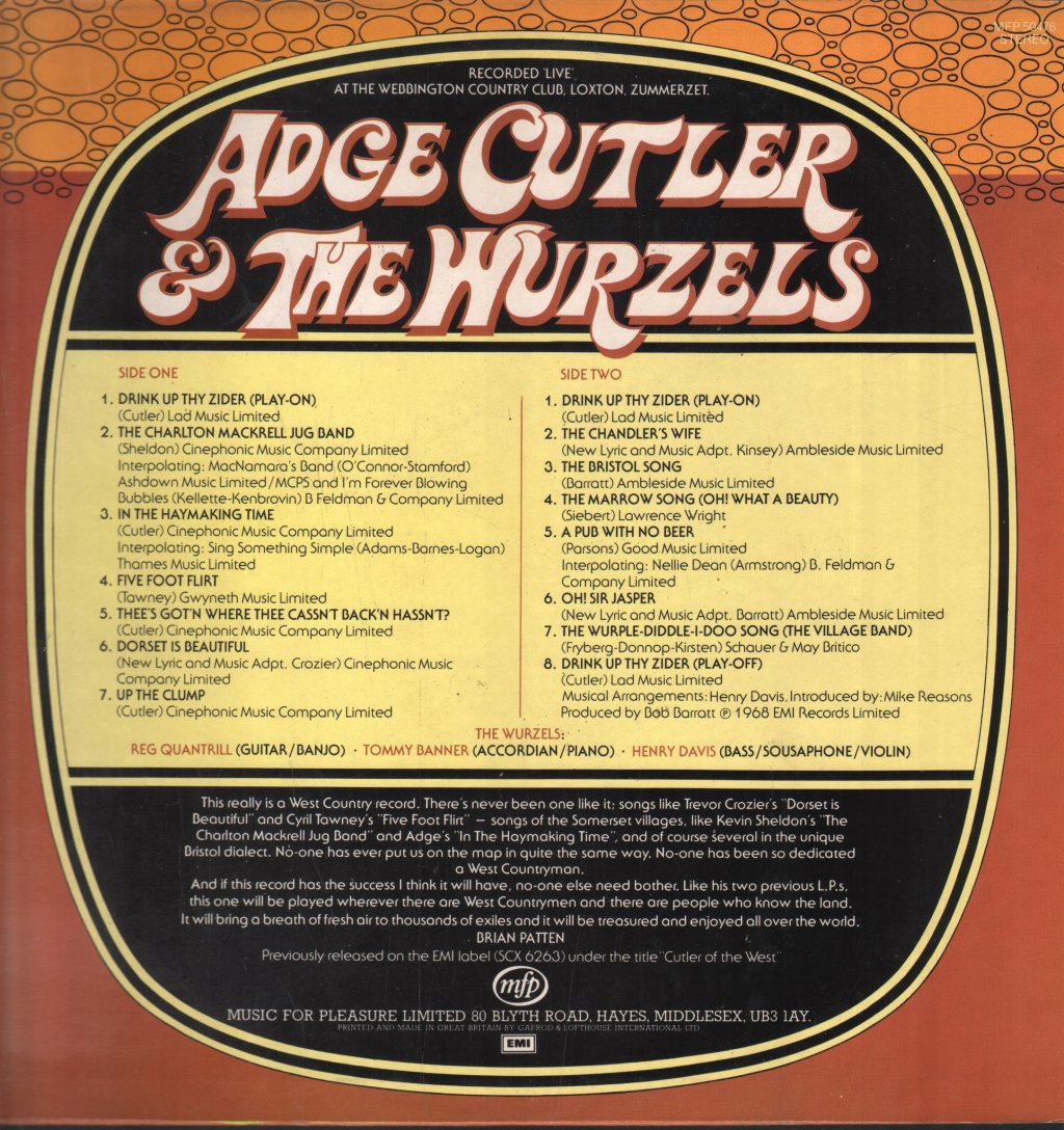 Adge Cutler And The Wurzels - Vintage Zider - Lp