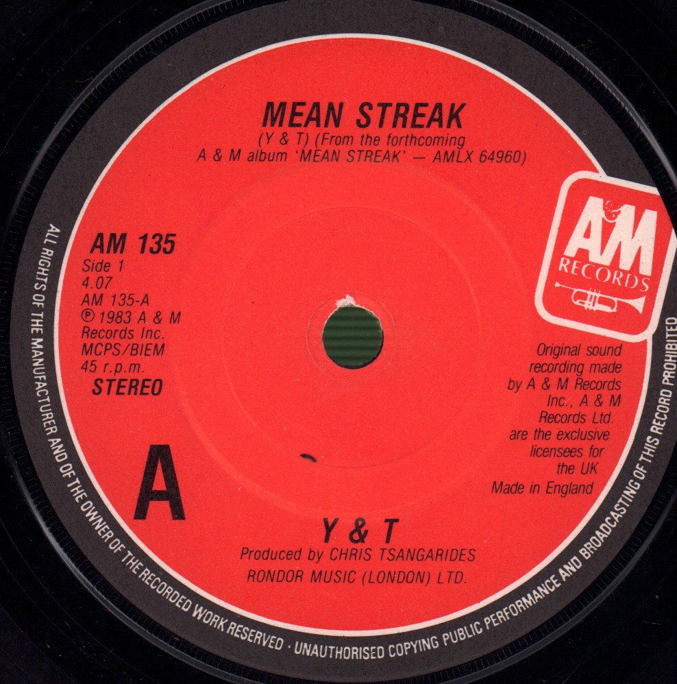 Y&T - Mean Streak - 7 Inch