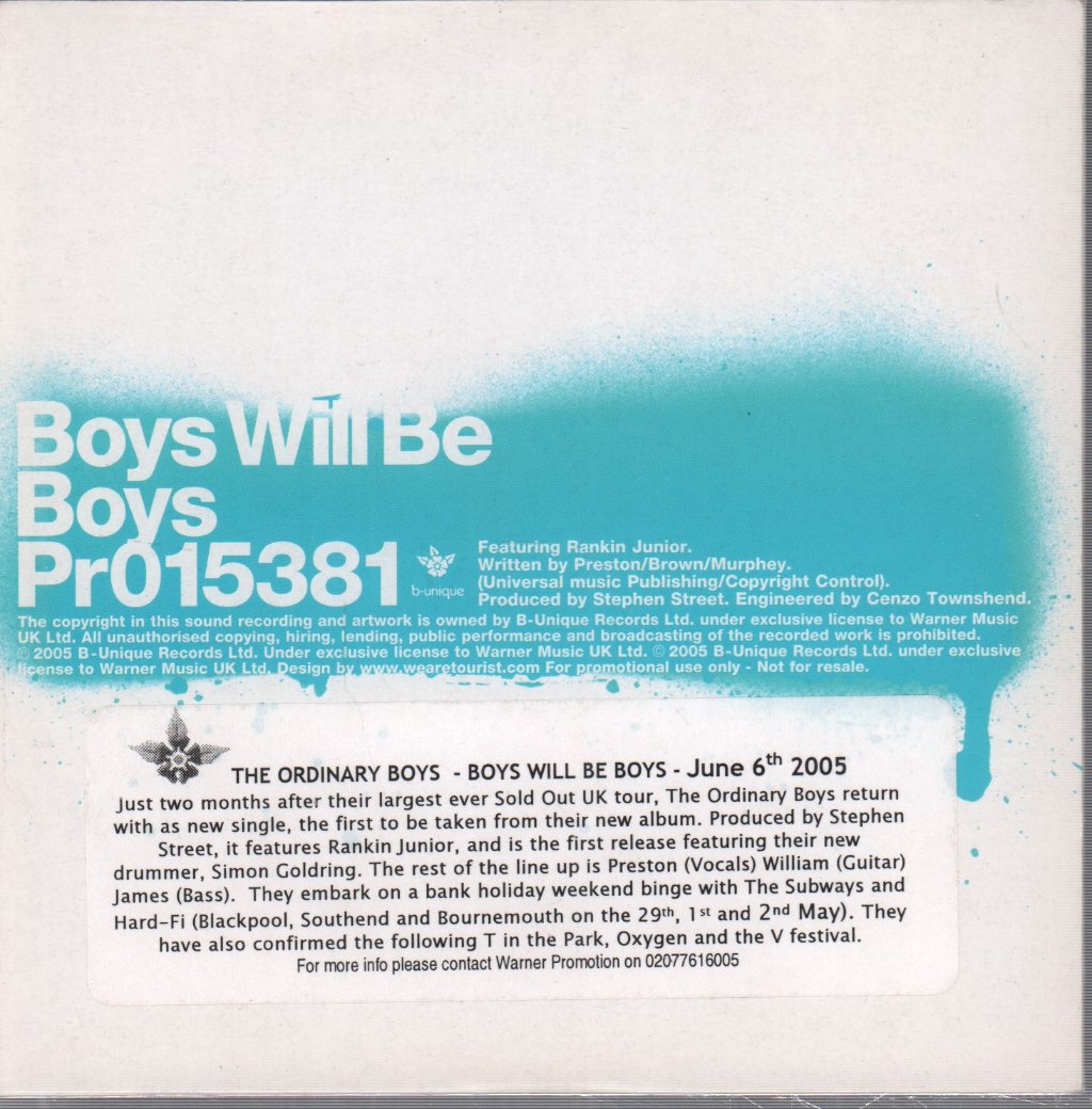 Ordinary Boys - Boys Will Be Boys (Radio Promo) - Cd