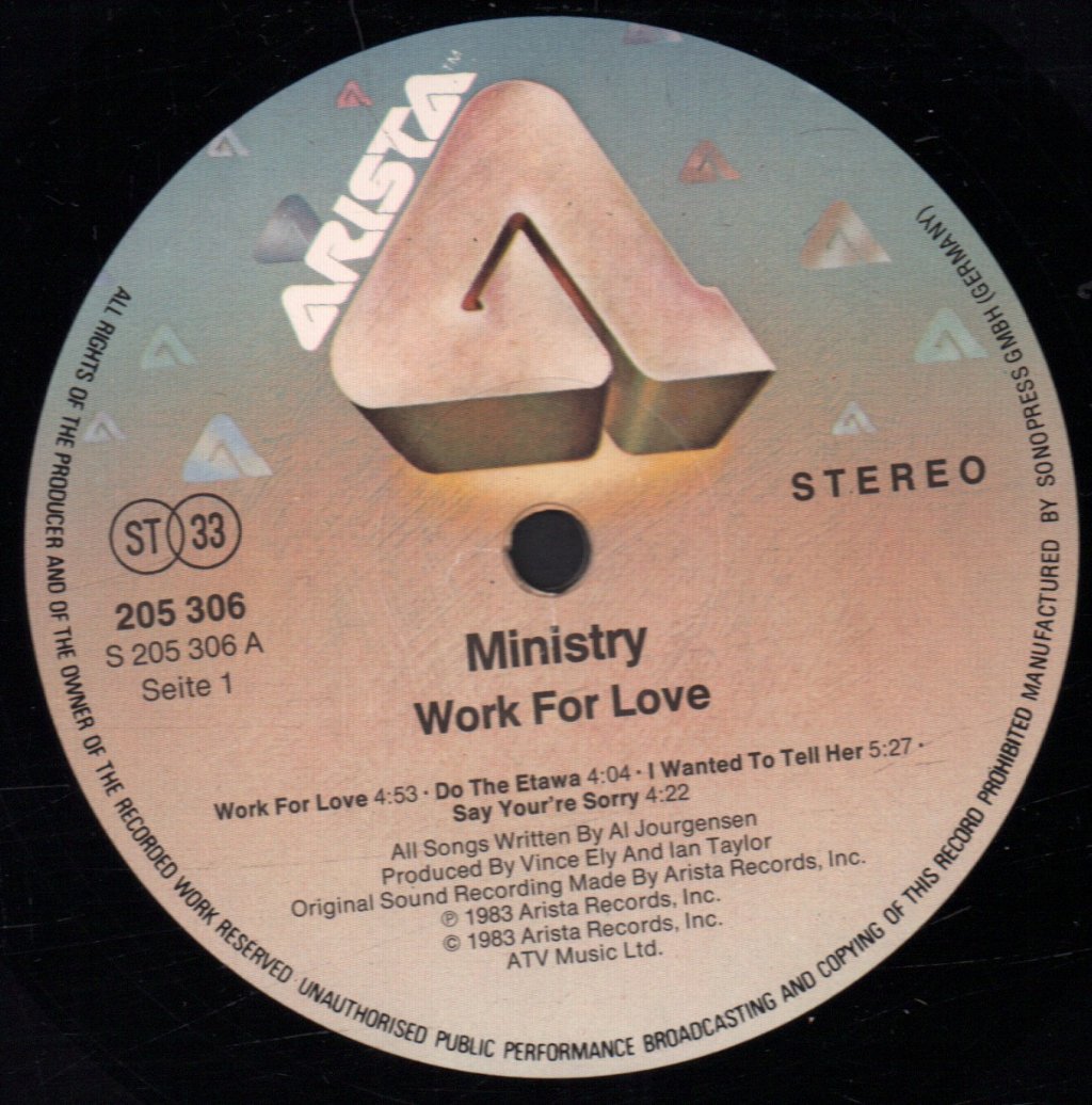 Ministry - Work For Love - Lp