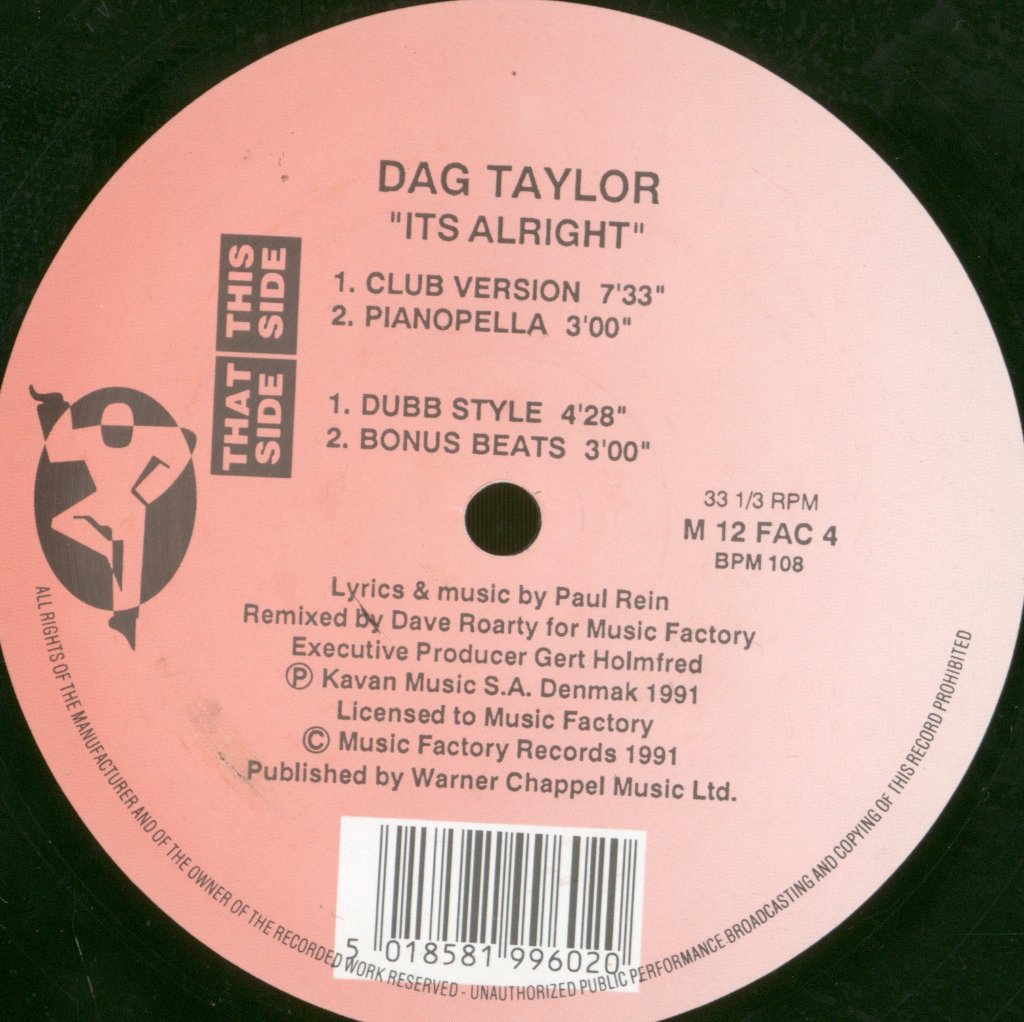 Dag Taylor - It's Alright - 12 Inch