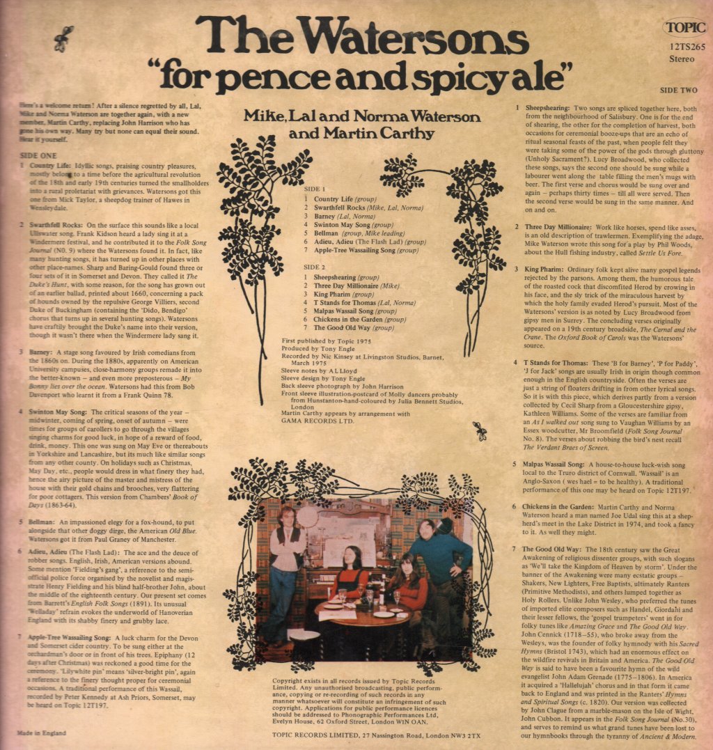Watersons - For Pence And Spicy Ale - Lp