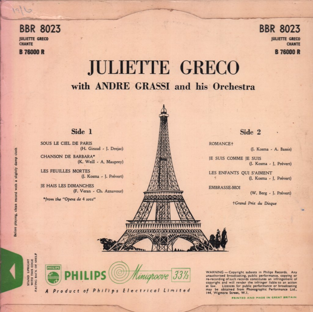 Juliette Gréco - Chante Ses Derniers Succès - 10 Inch