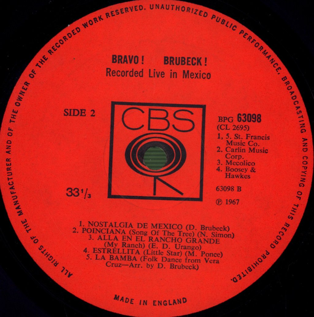 Dave Brubeck Quartet - Bravo! Brubeck! - Lp
