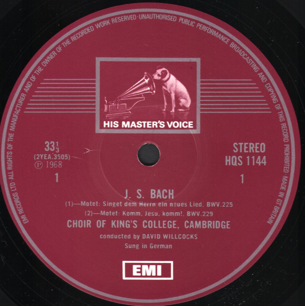 David Willcocks / King's College Choir, Cambridge - J.S. Bach - Motets - Lp