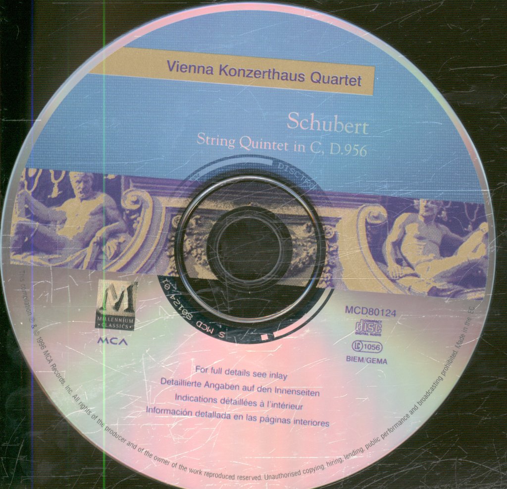 Vienna Konzerthaus Quartet, Gunther Weiss - Schubert - String Quintet In C Major, D.956 - Cd