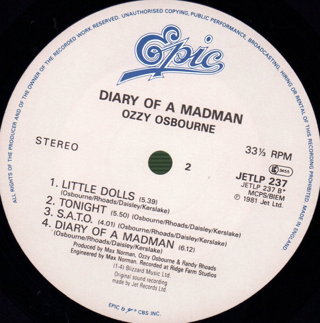 Ozzy Osbourne - Diary Of A Madman - Lp