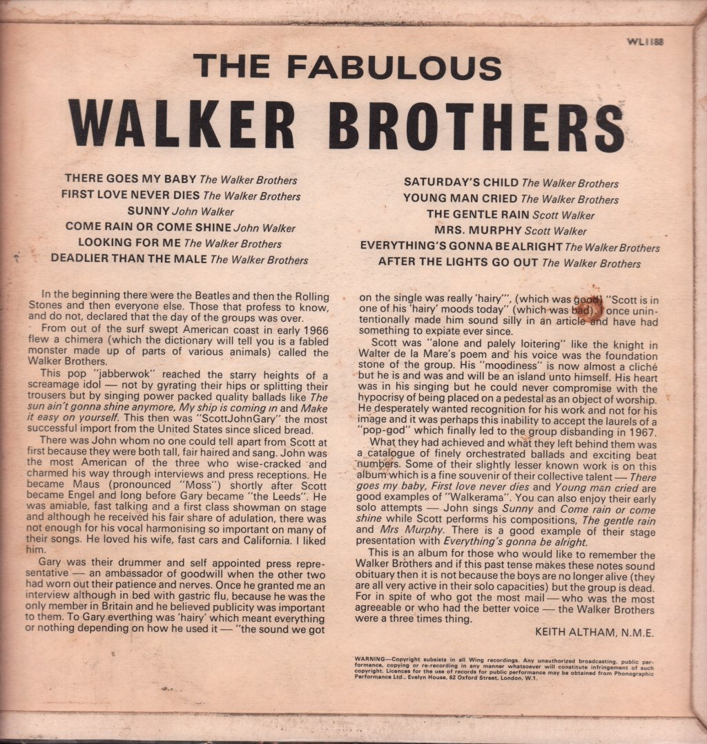 Walker Brothers - Fabulous - Lp