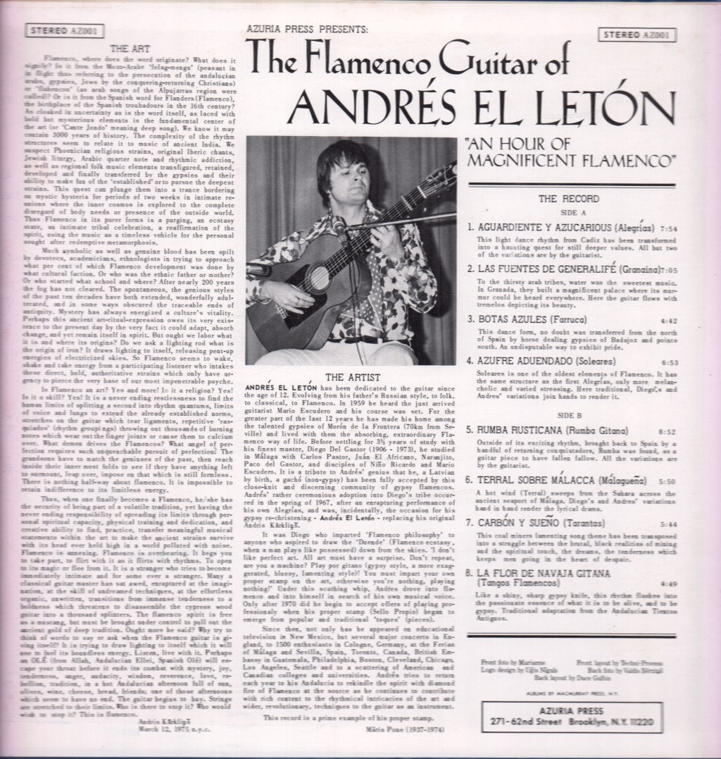 Andrés El Letón - Flamenco Guitar Of - Lp