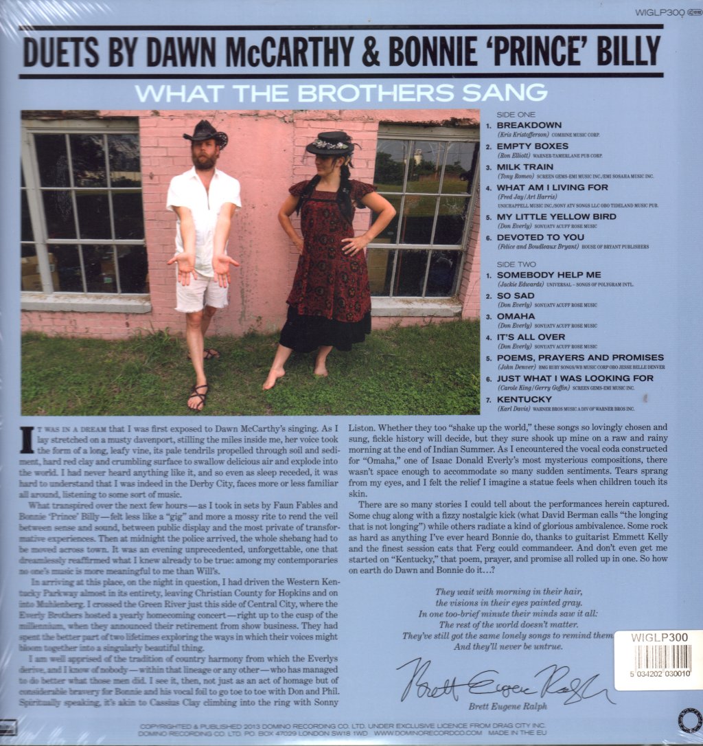Dawn McCarthy And Bonnie Prince Billy - What The Brothers Sang - Lp