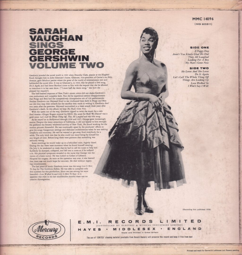 Sarah Vaughan - Sings George Gershwin Volume Two - Lp