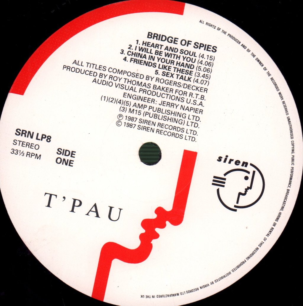 T'PAU - Bridge Of Spies - Lp