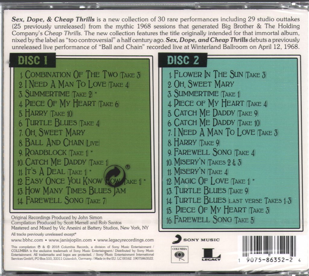 Big Brother & The Holding Company - Sex, Dope & Cheap Thrills - Double Cd