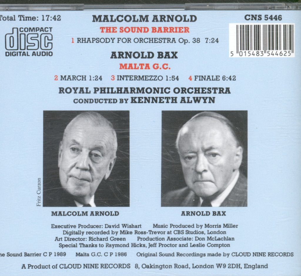 Royal Philharmonic Orchestra / Kenneth Alwyn - Malcolm Arnold - Sound Barrier / Arnold Bax - Malta GCx - Cd