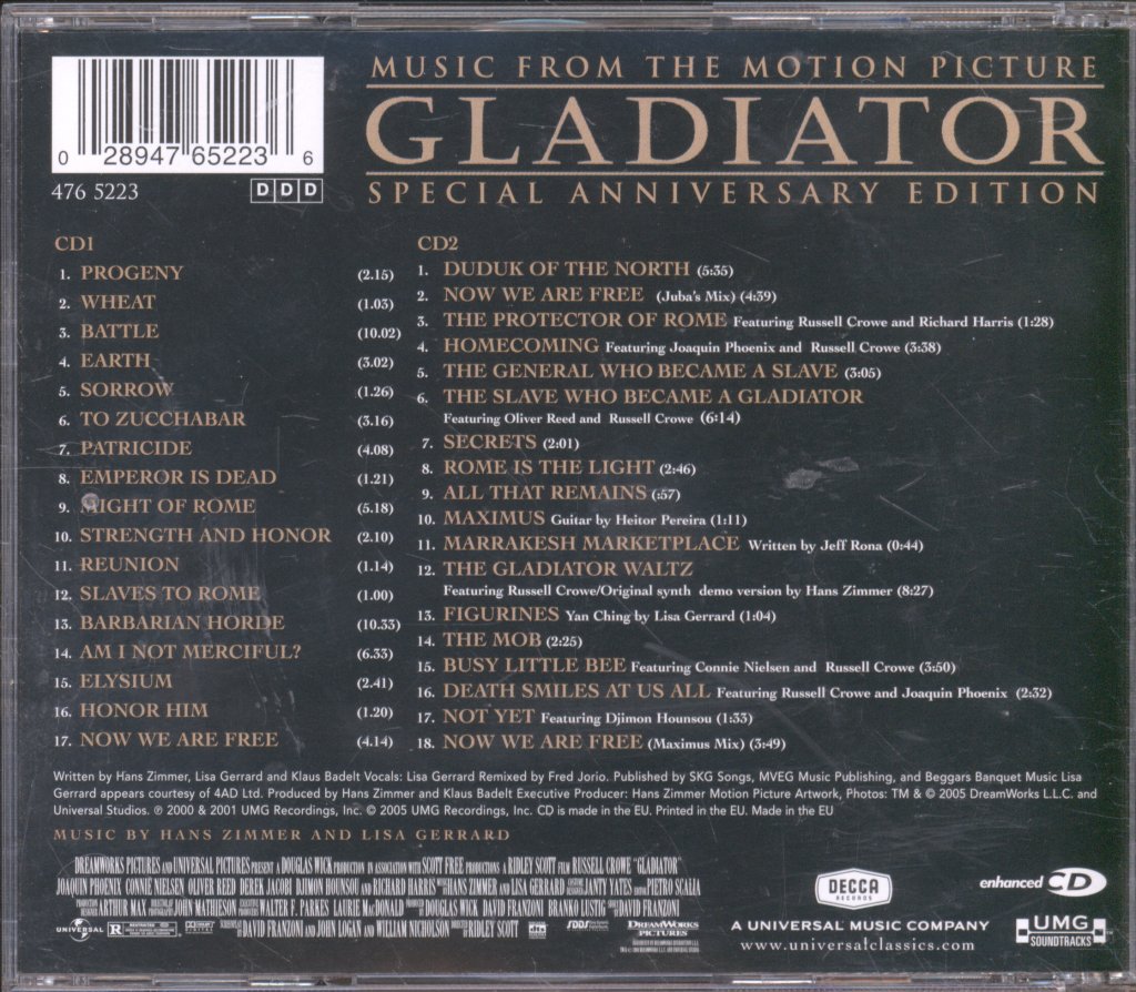 Hans Zimmer And Lisa Gerrard - Gladiator: Music From The Motion Picture - Special Anniversary Edition - Double Cd