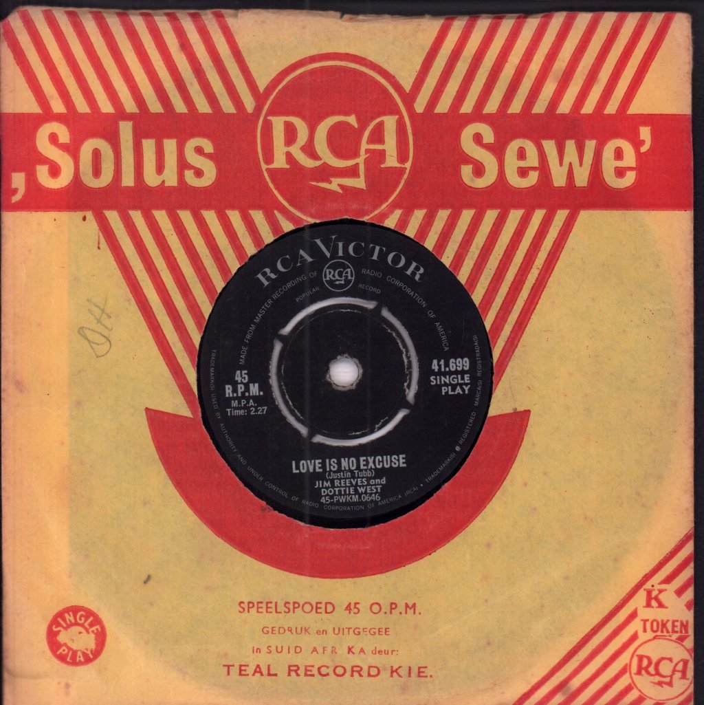 jim reeves and dottie west - Love Is No Excuse - 7 Inch