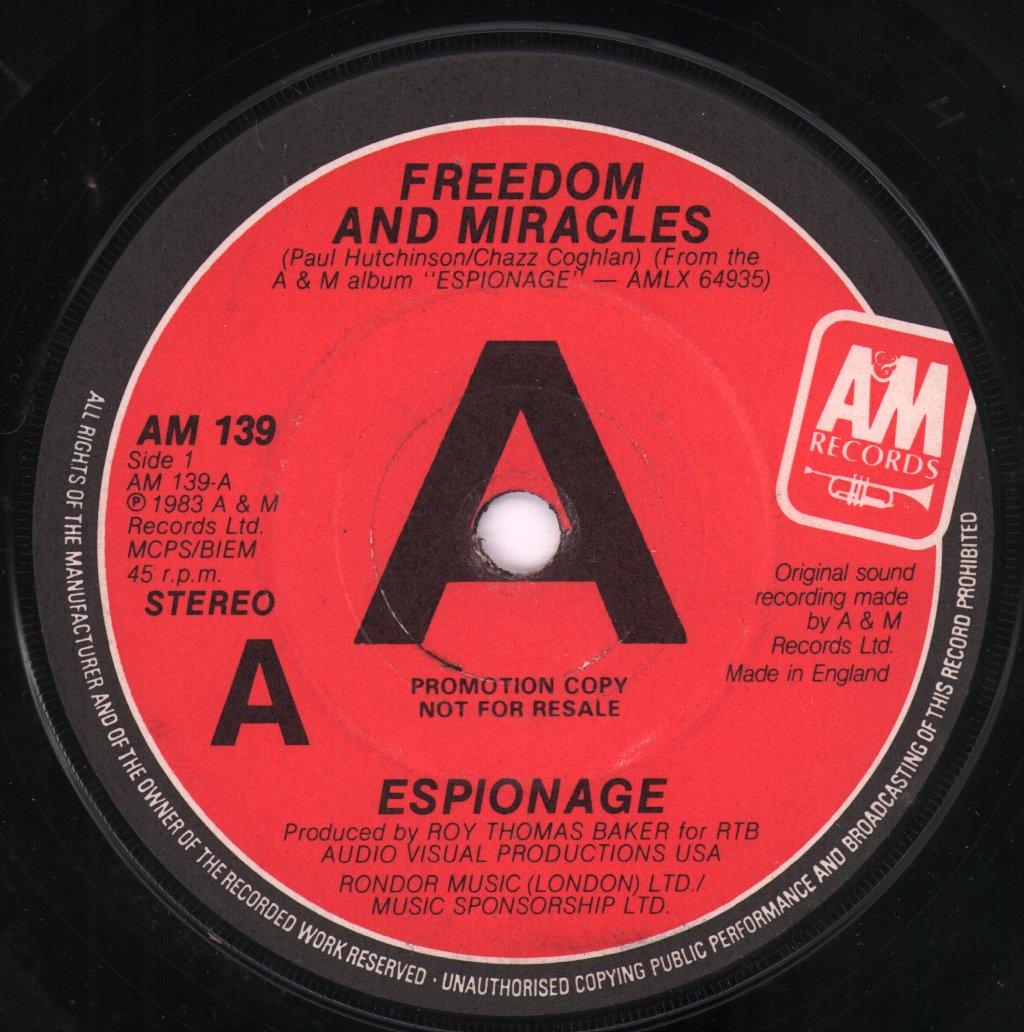 Espionage - Freedom And Miracles - 7 Inch