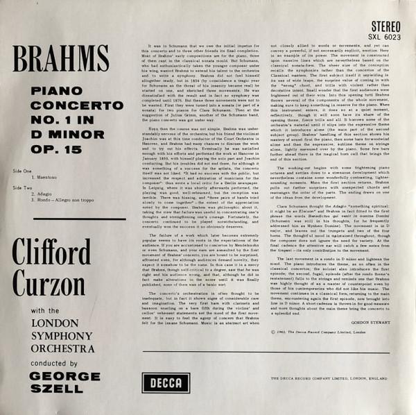 clifford curzon with the london symphony orchestra - brahms Piano Concerto No. 1 - Lp