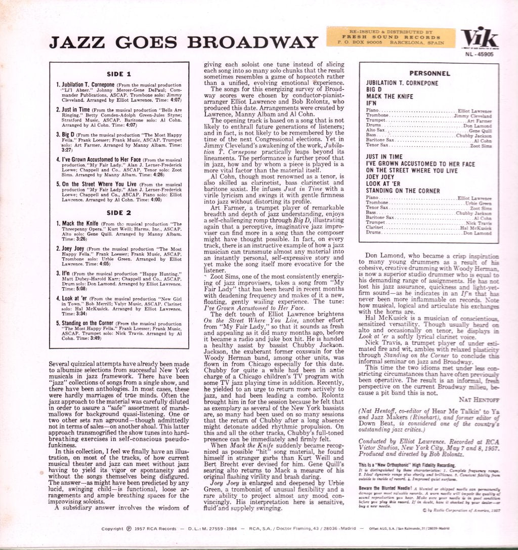 Various Artists - Jazz Goes Broadway - Lp