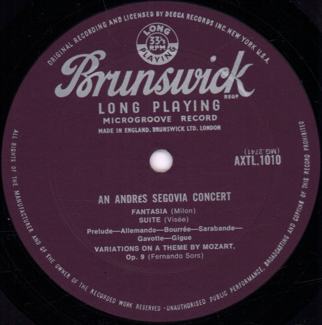 Andres Segovia - An Andrés Segovia Concert - Lp
