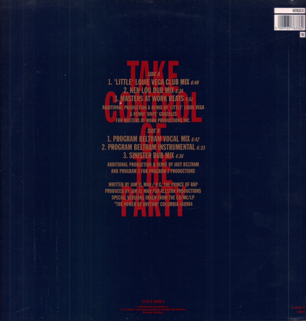 B G The Prince Of Rap - Take Control Of The Party - 12 Inch