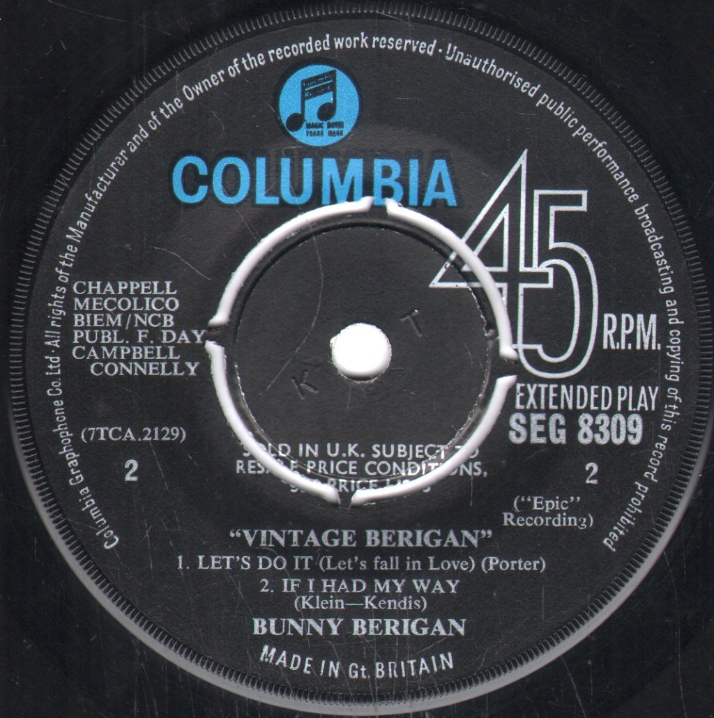 Bunny Berigan - Vintage Berigan - 7 Inch