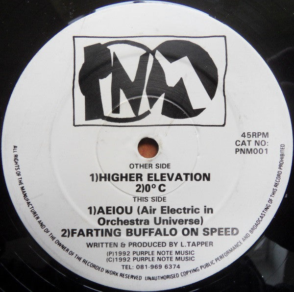 Lee Tapper - Higher Elevation EP - 12 Inch
